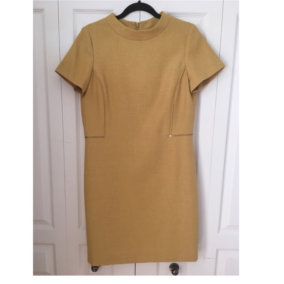 TAHARI by ASL mustard boat neck dress - Picture 1 of 1